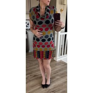 Paper Plane Women's polka dot cowl neck graphic tunic dress Size M